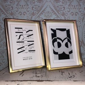 Set of West Elm Brass Gallery Frames 4”x6” Polished Brass